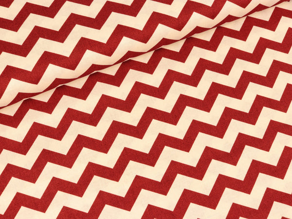 Baumwollstoff Riley Blake Chevron dunkelrot-ecrü small