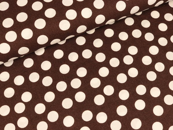 Baumwollstoff unreglmäßige Dots auf Dunkelbraun