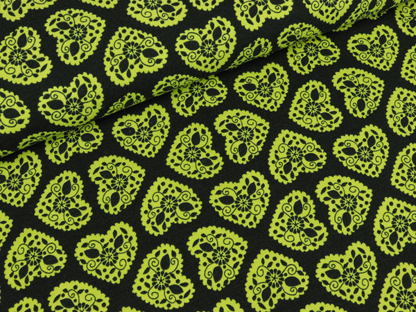 Baumwolljersey Herzen grün-grün