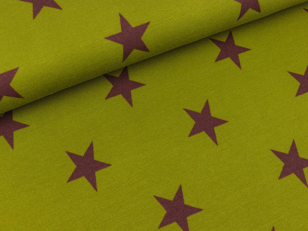 Baumwollsweat Sweatstars braun auf Khaki