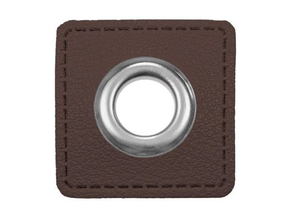 Ösen Patch 3 x 3cm für Kordeln dunkelbraun Lederimitat