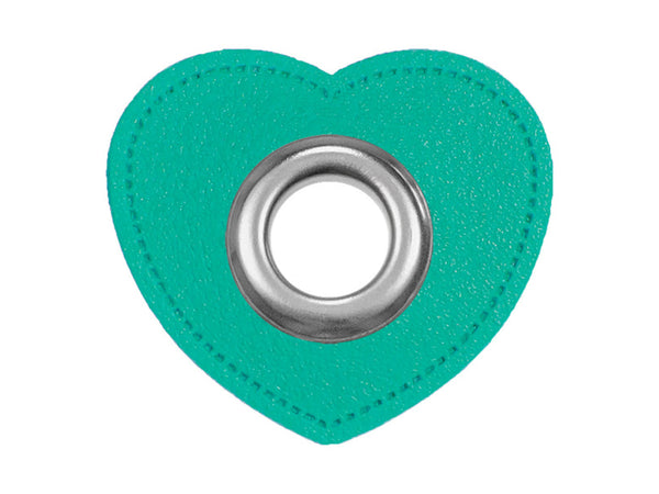 Ösen Patch Herz für Kordeln mint Lederimitat