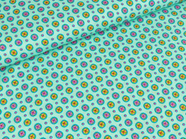 Baumwollstoff Jette Blumenkreise wasserblau