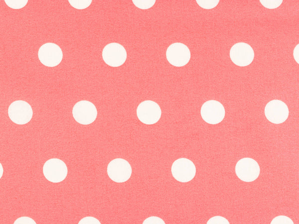 Beschichtete Baumwolle Leona Punkte weiß auf Koralle