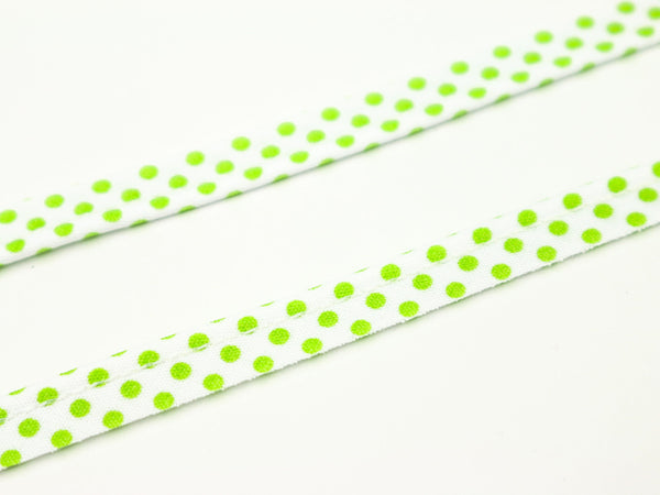 1m Paspelband/Einfassband weiß Punkte hellgrün