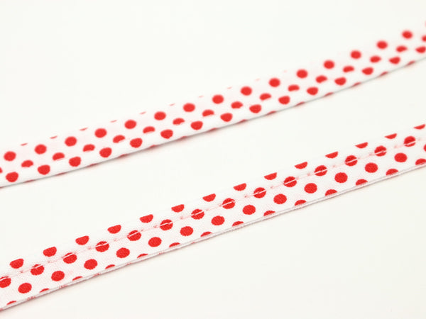 1m Paspelband/Einfassband weiß Punkte rot