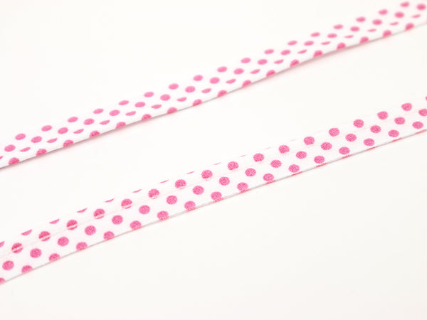 1m Paspelband/Einfassband weiß Punkte pink