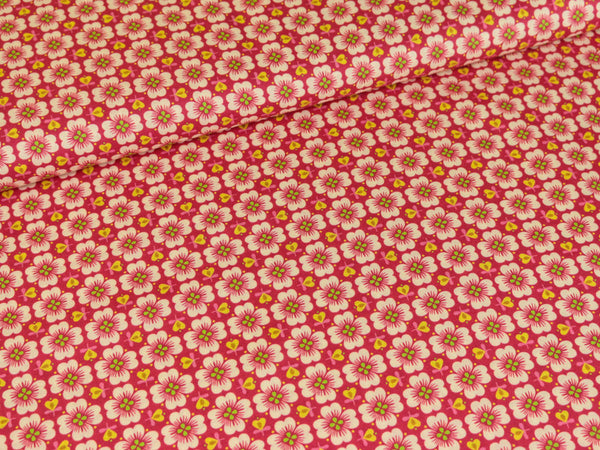 Baumwollstoff Salzburg Blümchen rot-creme