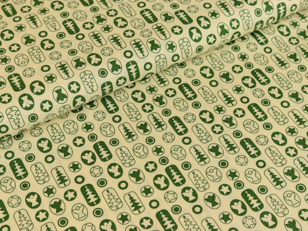 Baumwollstoff Joyful Christmas Motive tannengrün/creme