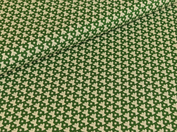 Baumwollstoff Joyful Christmas Engel creme/tannengrün