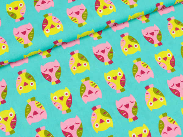 HILCO Baumwollpopeline Eule Jorduggla türkis-bunt