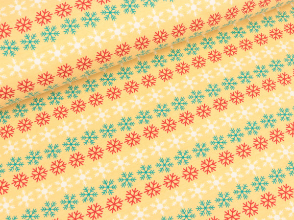 Baumwolljersey Joy Schneeflocken Wintermotiv