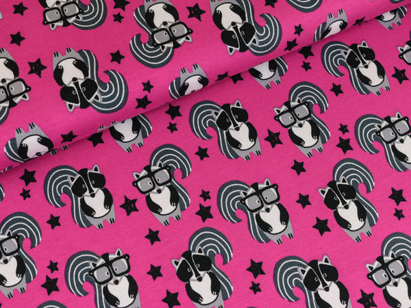 Baumwolljersey Cool Claus Waschbär pink