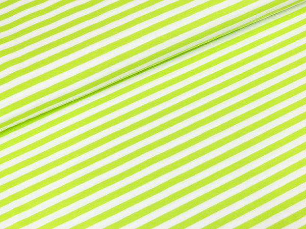 Baumwolljersey Vicente Streifen kiwi-weiß