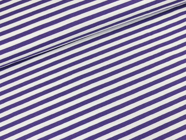Baumwolljersey Vicente Streifen violett-weiß