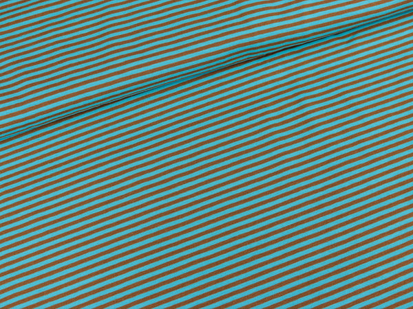 Baumwolljersey Gitta Streifen türkis-braun