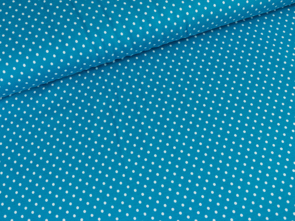 Baumwolljersey Jerseydots türkis-weiß