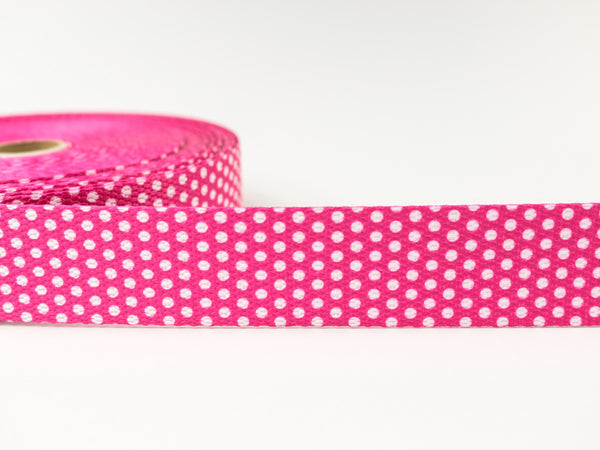 1m Gurtband 3cm pink mit weißen Punkten