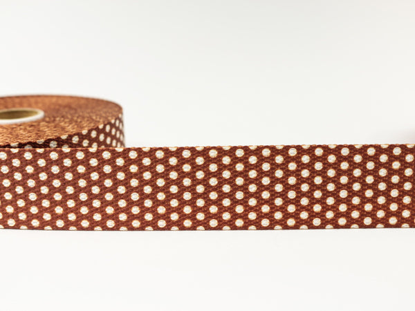 1m Gurtband 3cm braun mit weißen Punkten
