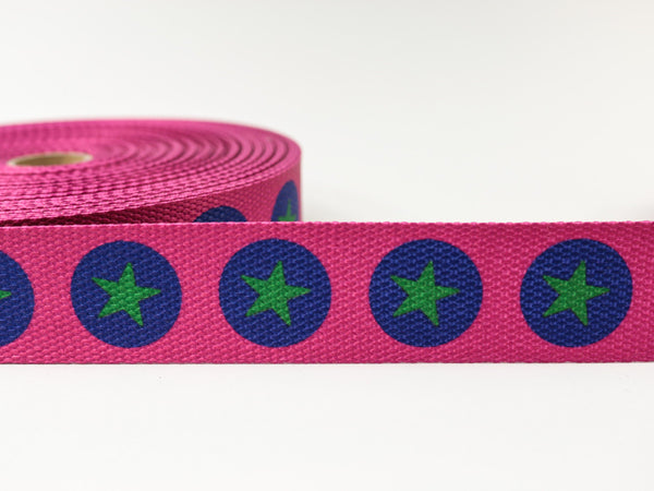 1m Gurtband 3cm pink mit Sternen
