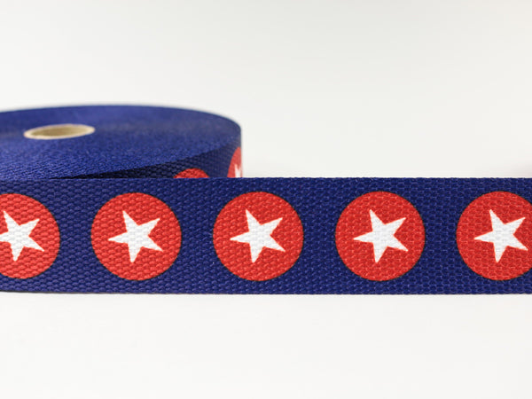 1m Gurtband 3cm blau mit weißen Sternen