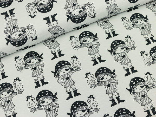 Baumwolljersey Joy Piratenmädchen hellgrau