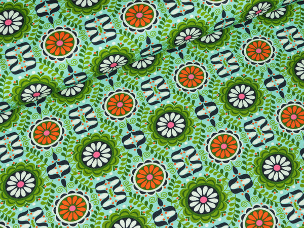 Baumwolljersey Beppo Shirt Ornamente türkis