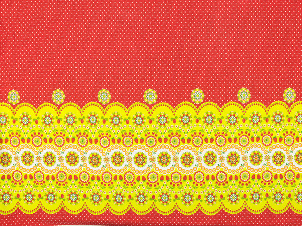 Baumwolljersey Miss Strawberry Boarderprint rot