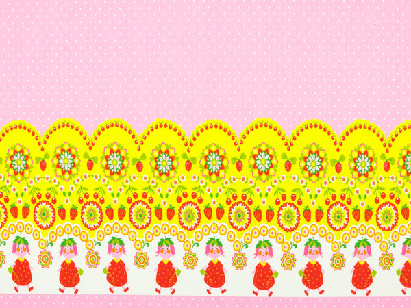 Baumwolljersey Miss Strawberry Boarderprint rosa