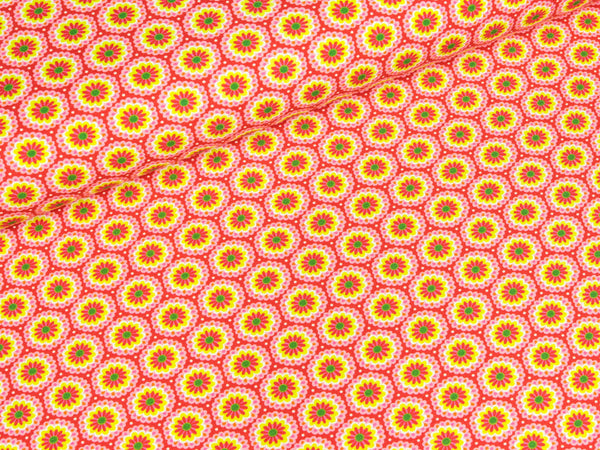 Baumwolljersey Miss Strawberry Blumen rosa-bunt