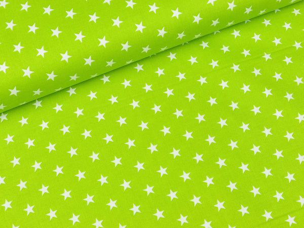 Baumwollstoff Carrie Sterne weiß auf Kiwi