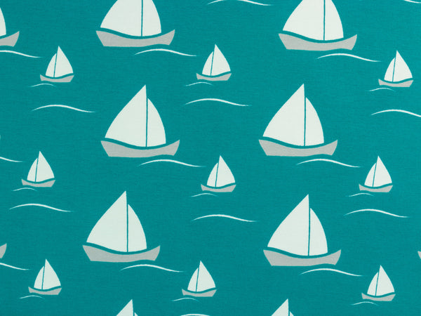 Baumwollsweat Raik Segelschiffe auf Petrol