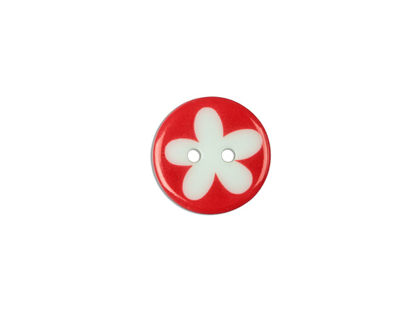 Knopf 2-Loch Blume rot