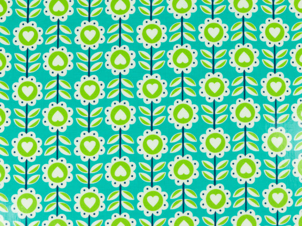 Laminierte Baumwolle Daisy in Love türkis by Jolijou