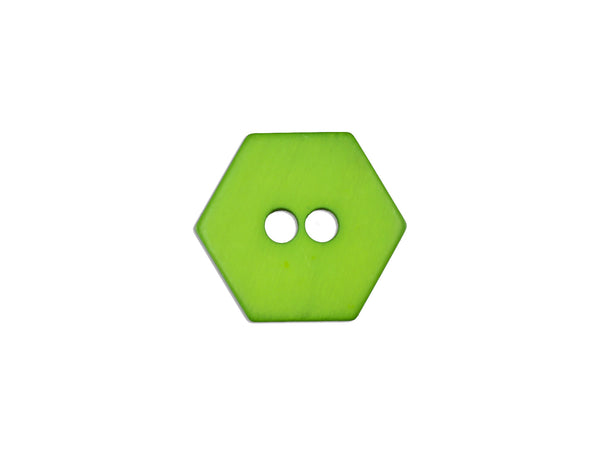 Knopf 2-Loch kiwi matt Sechseckig