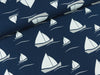 Baumwolljersey Vera Segelschiffe auf Marineblau