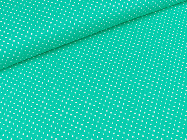 Baumwollstoff Judith Pünktchen weiß auf smaragdgrün