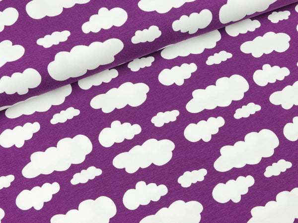 Baumwolljersey Vicente Wolken helles lila