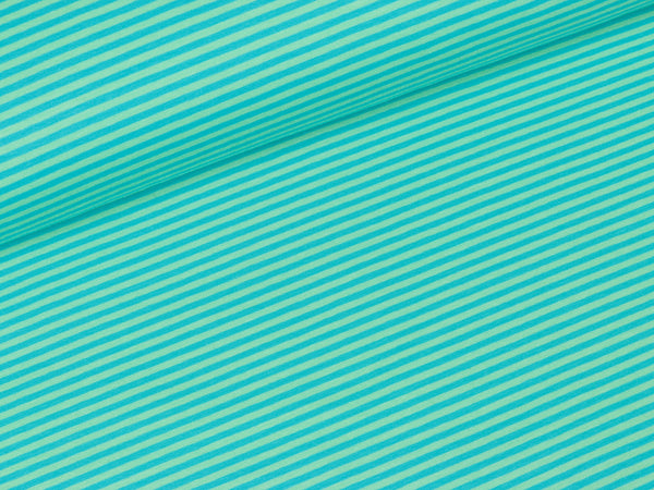 Baumwolljersey Gitta Streifen helltürkis-türkis