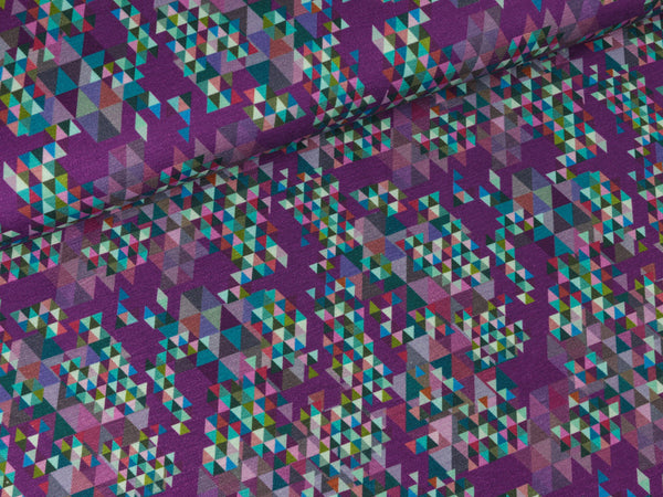 Baumwolljersey Vigo Dreiecke lila-bunt