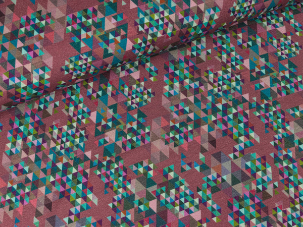 Baumwolljersey Vigo Dreiecke burgundy-bunt