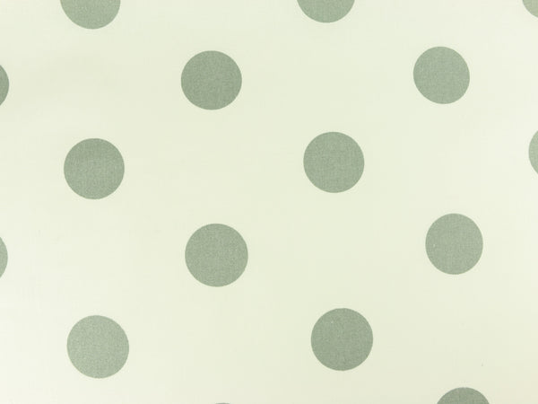 Laminierter Baumwollstoff Metallic Dots silber auf Weiß