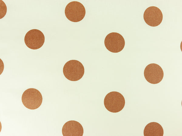 Laminierter Baumwollstoff Metallic Dots kupfer auf Weiß
