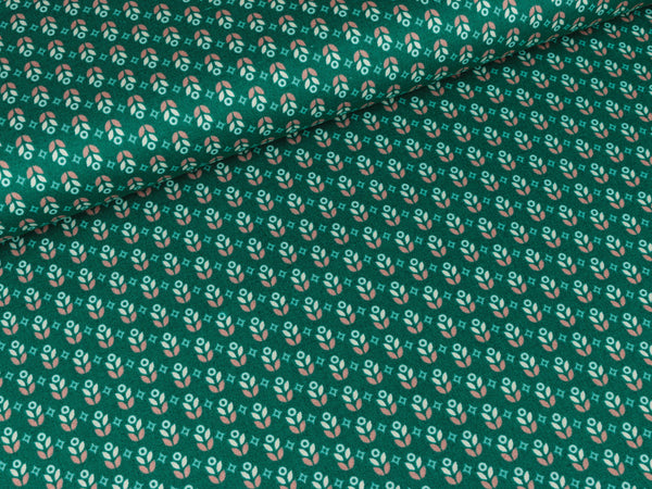 Baumwollstoff Pop Up Daisy`s auf Smaragdgrün