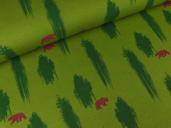 Baumwolljersey Trees and bears grün by Mies&Moos