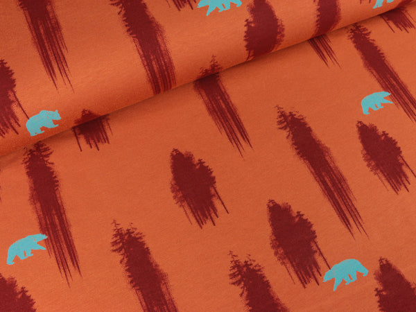 Baumwolljersey Trees and bears terracotta by Mies&Moos