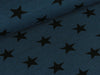 Reststück 15cm - Baumwolljersey Kito Sterne schwarz auf jeansblau meliert