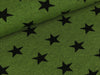 Baumwolljersey Kito Sterne schwarz auf grün meliert