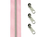 1m Endlosreißverschluss metallisiert rosa/silber + 3 Zipper