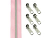 2m Endlosreißverschluss metallisiert rosa/silber + 6 Zipper
